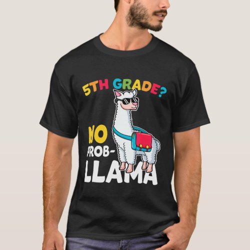 5th Grade No Prob Llama  Back To School Llama Alpa T-Shirt
