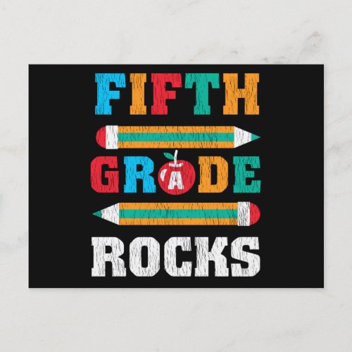 5th Grade Rock Back School Matching Music Teacher Postcard