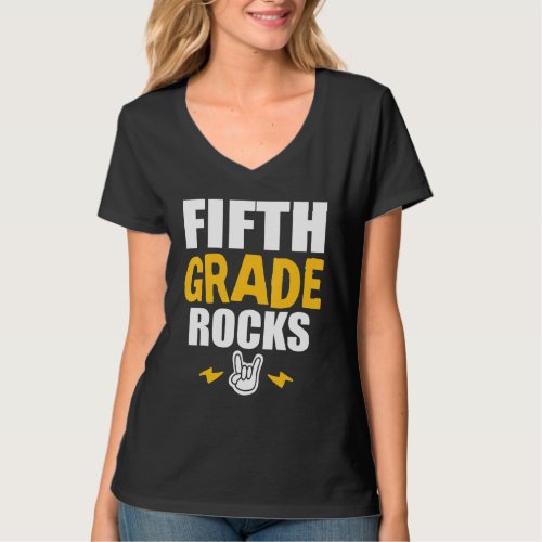 5th Grade Rocks   Back To School Music Teacher Stu T_Shirt
