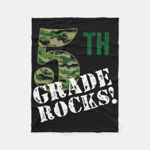 5th Grade Rocks Camo Fifth Grader Back To School C Fleece Blanket