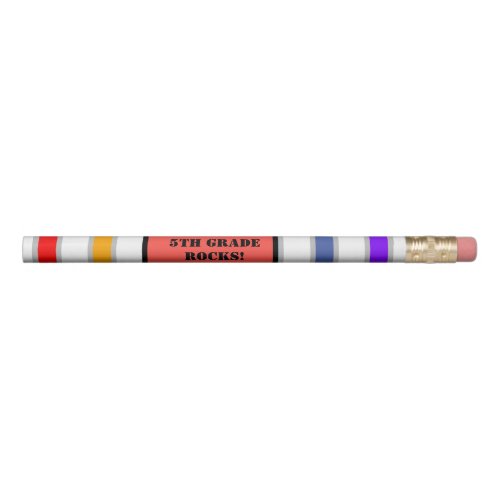 5th Grade Rocks Personalized Rainbow Stripes Pencil