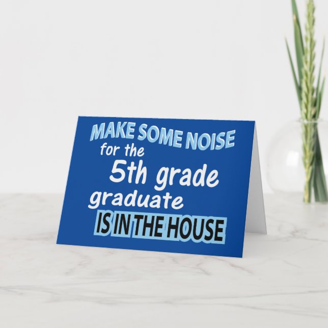 5th Grade School Blue Graduate Congratulations Card (Front)