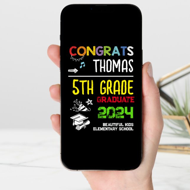 5th Grade School Graduation Boy Greeting Card (Front Digital)