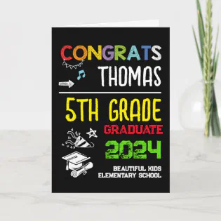 5th Grade School Graduation Boy Greeting Card