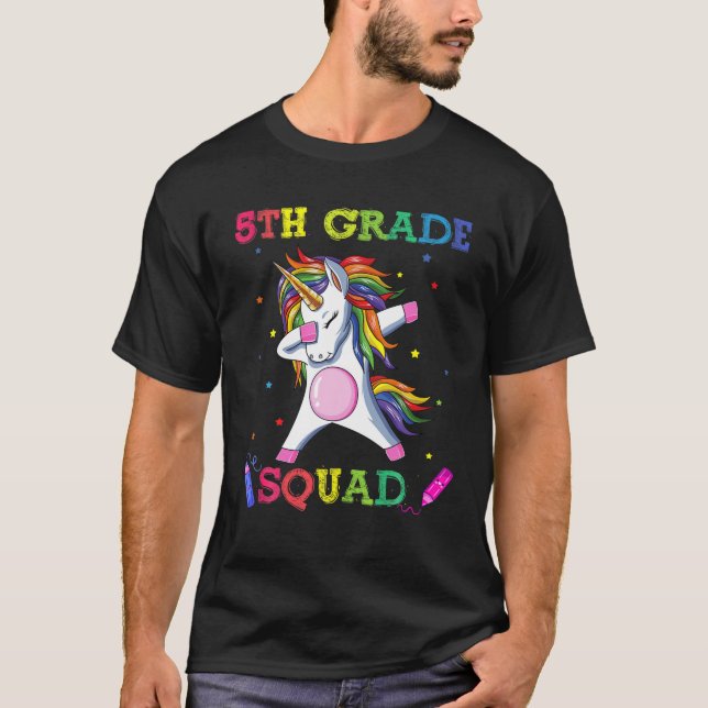 5Th Grade Squad Dabbing Unicorn Back To School T-Shirt (Front)