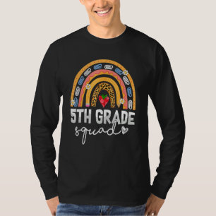 5th Grade Squad Rainbow Leopard Print Team Back to T-Shirt