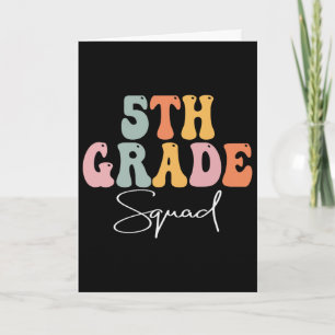 5th Grade Squad Retro Groovy Women Happy First Day Card