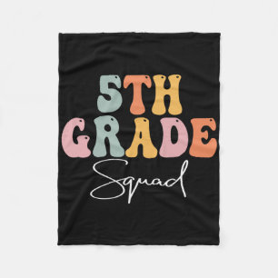 5th Grade Squad Retro Groovy Women Happy First Day Fleece Blanket