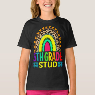 5th Grade Stud Rainbow Leopard Back To School T-Shirt