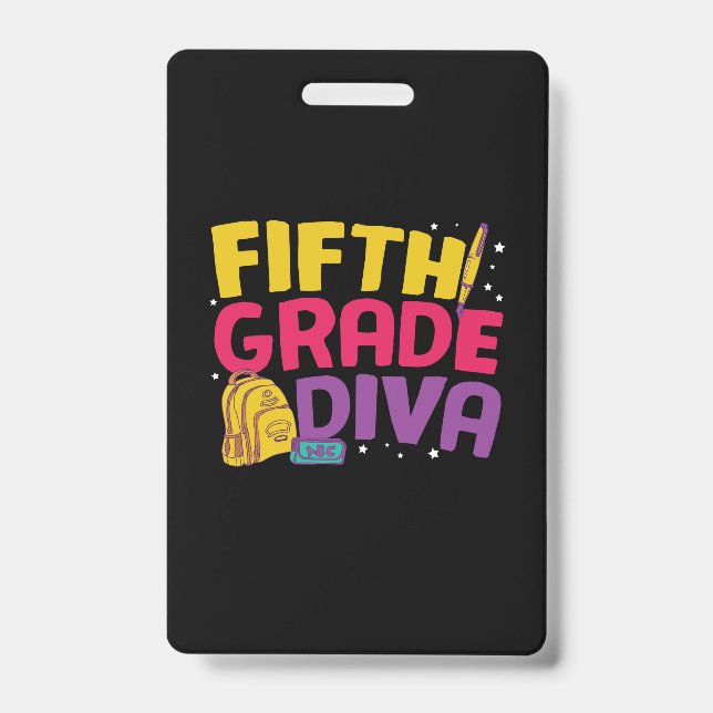 5th Grade Teacher Fifth Grade Diva Badge (Front)