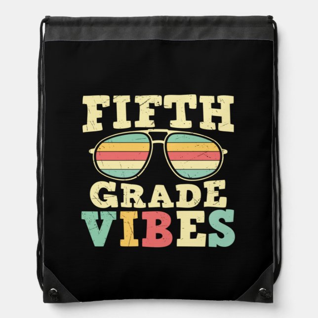 5th Grade Teacher Fifth Grade Vibes Drawstring Bag (Front)