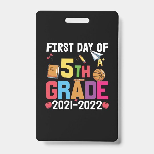 5th Grade Teacher First Day Of 5th Grade Badge (Front)