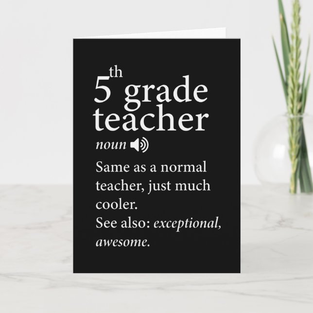 5th Grade Teacher Funny Definition Card (Front)