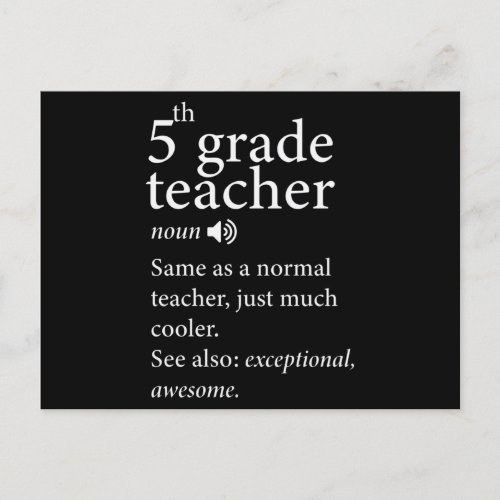 5th Grade Teacher Funny Definition Postcard
