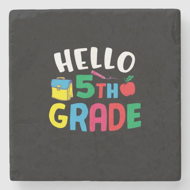 5th Grade Teacher Hello Fifth Grade Stone Coaster (Front)