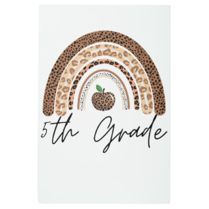5th grade teacher leopard rainbow Thanksgiving day Metal Print