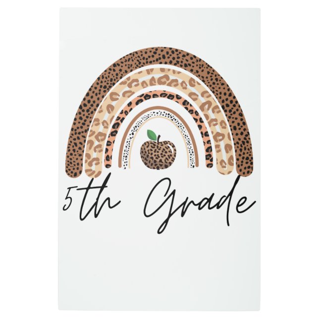 5th grade teacher leopard rainbow Thanksgiving day Metal Print (Front)