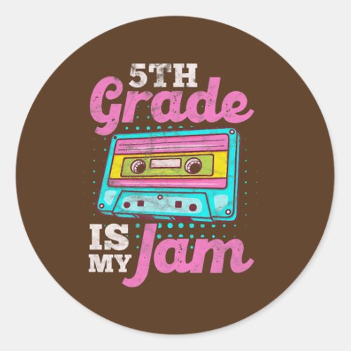 5th Grade Teacher Student Cassette Tape School Classic Round Sticker