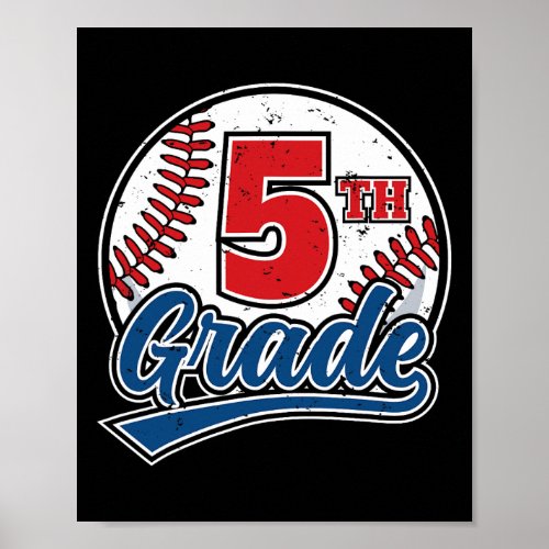 5th Grade Team Back To School Baseball Player Boys Poster
