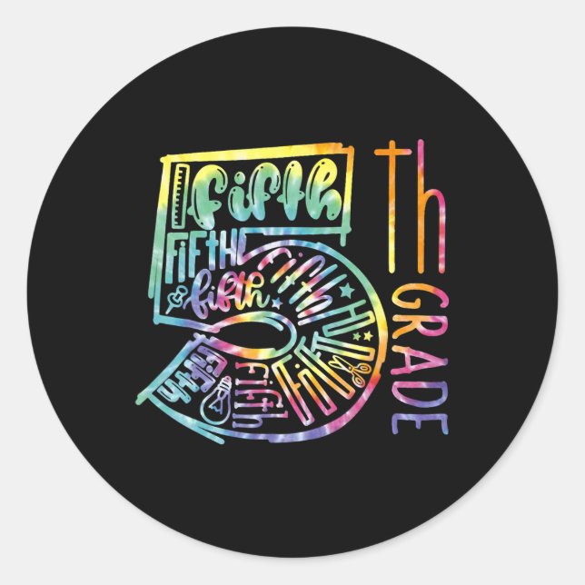 5th Grade Typography Team Fifth Grade Teacher Back Classic Round Sticker (Front)