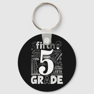 5th Grade Typography Team Fifth Grade Teacher Back Keychain