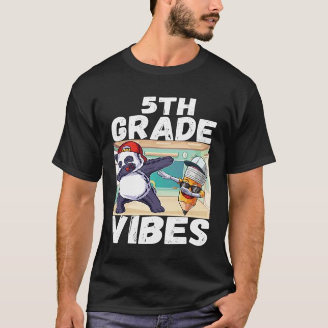 5th Grade Vibes Dabbing Panda Back to School Kids  T-Shirt (Front)
