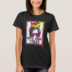 5th Grade Vibes Messy Bun Back To School Kids Girl T-Shirt