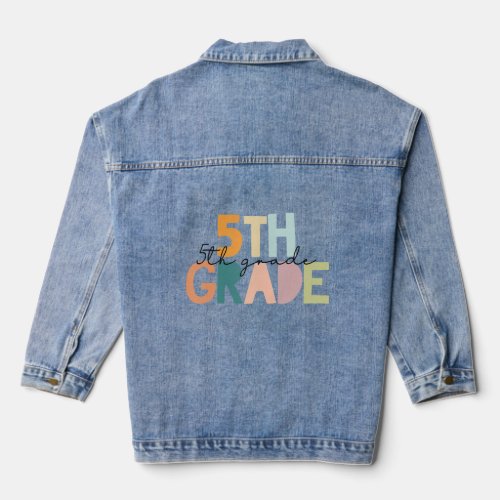5th Grade Vintage Teacher Team Fifth Grade Squad G Denim Jacket