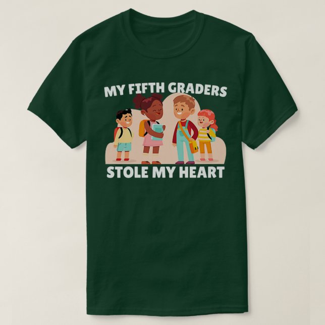 5th Grader Stole My Heart Valentines Day Anime Tea T-Shirt (Design Front)