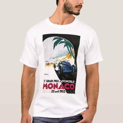 5th Grand Prix de Monaco Vintage Advertising Poste T_Shirt