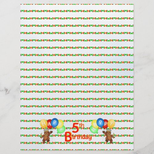 5th Happy Birthday Bear Scrapbook Paper 5