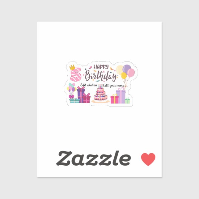 5th Happy Birthday Editable Design  Sticker (Sheet)