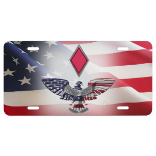 5th Infantry Division American Flag License Plate