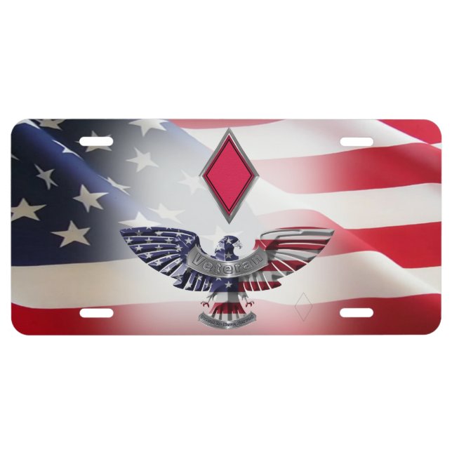 5th Infantry Division American Flag License Plate (Front)