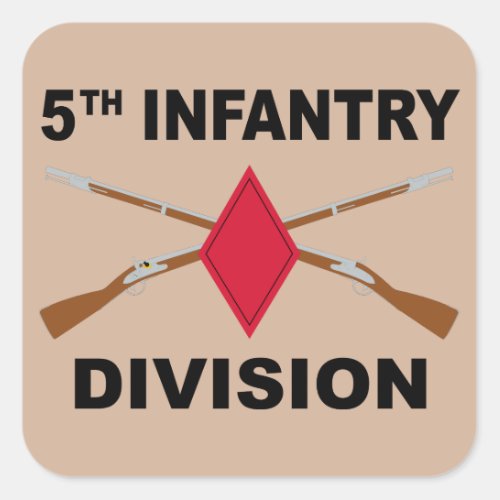 5th Infantry Division _ Crossed Rifles _ With Text Square Sticker