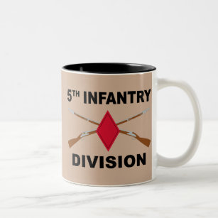 5th Infantry Division - Crossed Rifles - With Text Two-Tone Coffee Mug