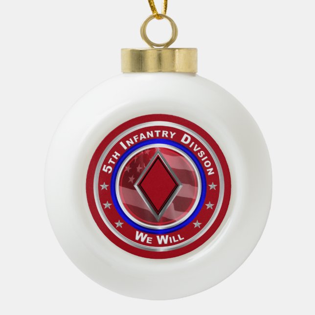 5th Infantry Division Keepsake Ceramic Ball Christmas Ornament (Front)