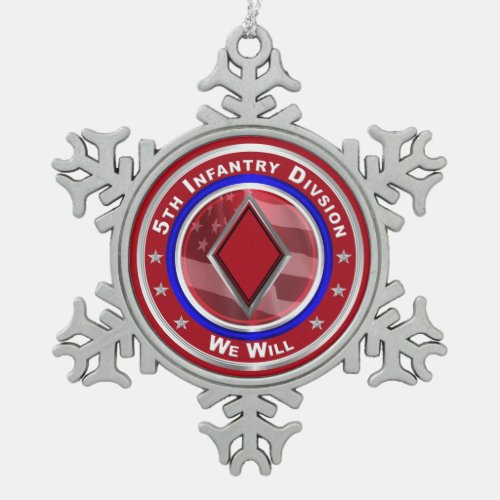 5th Infantry Division Keepsake Snowflake Pewter Christmas Ornament