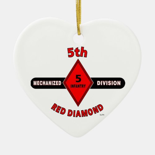 5TH INFANTRY DIVISION MECHANIZEDRED DIAMOND CERAMIC ORNAMENT