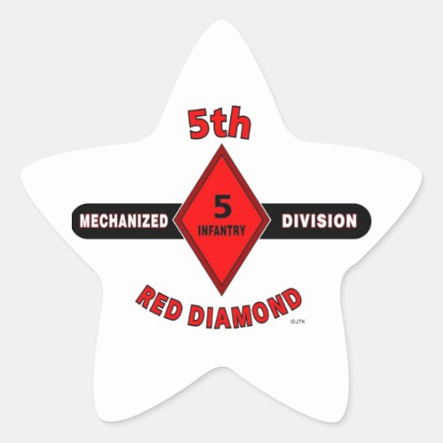 5TH INFANTRY DIVISION MECHANIZEDRED DIAMOND STAR STICKER