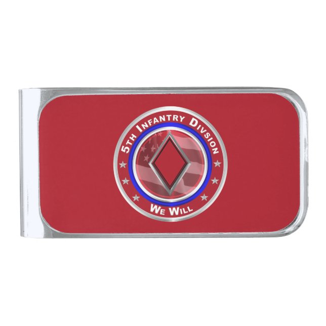 5th Infantry Division Veteran Silver Finish Money Clip (Front)
