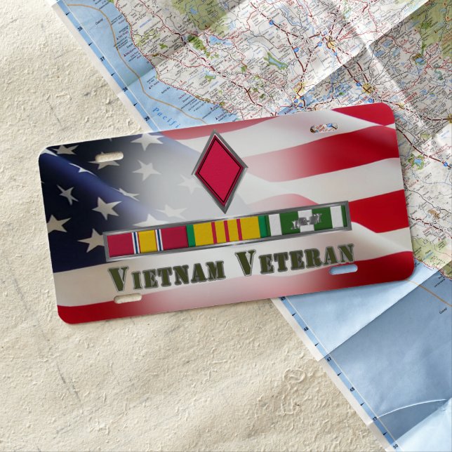 5th Infantry Division Vietnam Veteran License Plate (In Situ)