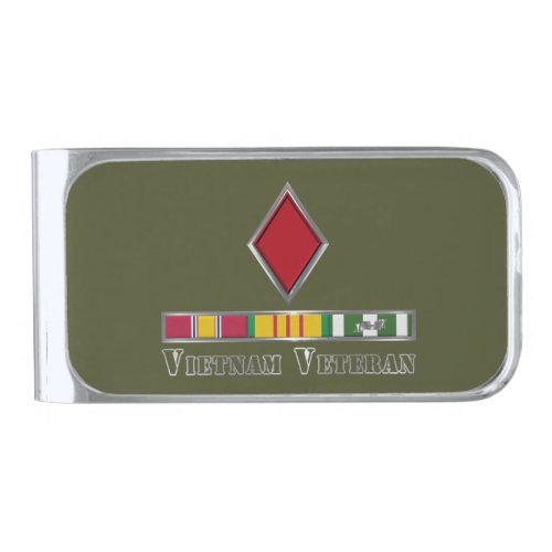 5th Infantry Division Vietnam Veteran Silver Finish Money Clip