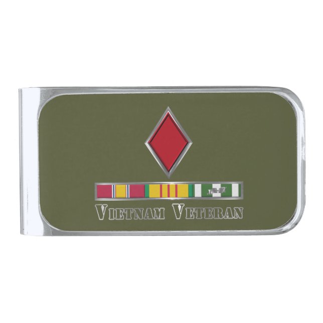 5th Infantry Division Vietnam Veteran Silver Finish Money Clip (Front)