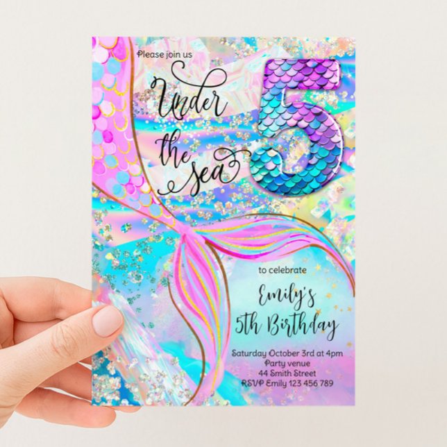 5th Mermaid Birthday Under the Sea Invitation (Creator Uploaded)