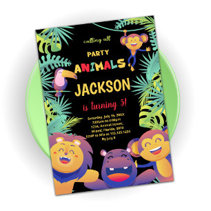 5th Orange Safari Birthday Invitations