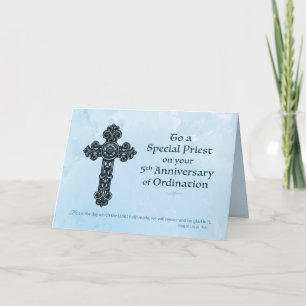 5th Ordination Anniversary Priest, Ornate Cross Card