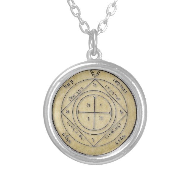 5th Pentacle of Saturn TREASURE & PROTECTION Silver Plated Necklace (Front)