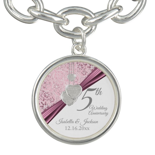 5th Pink Anniversary Keepsake Design Bracelet (Design)