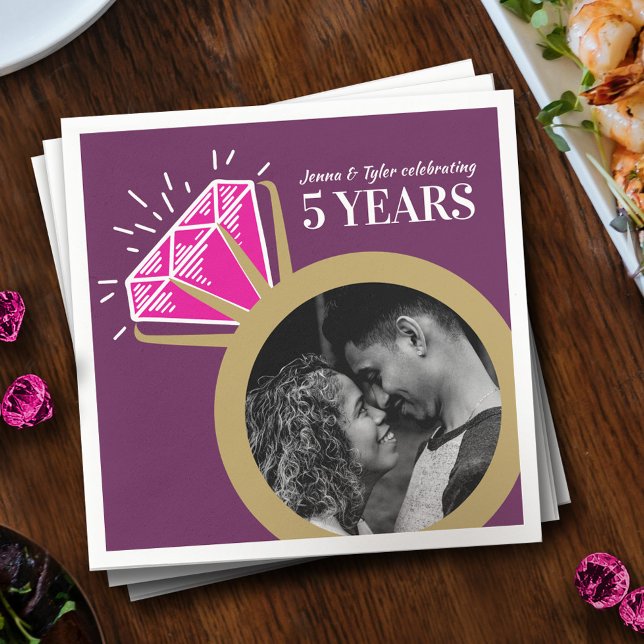 5th pink tourmaline anniversary gold ring photo napkins (Creator Uploaded)